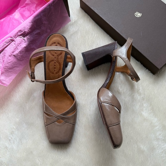 new Chie Mihara Oidina 85mm Patent Leather Pumps Brown Taupe size 9.5 - Picture 4 of 9